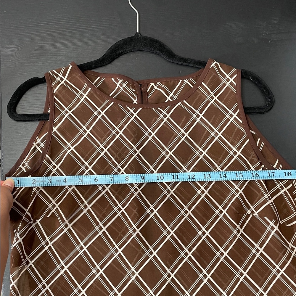 Vintage VIII Mantero 2in1 made in Italy Brown & White Checkered Maxi Dress Y2K - Picture 16 of 17